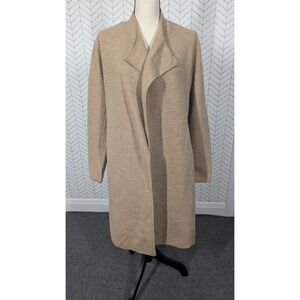 Boden Coat Womens 10 Tan Wool Open Neutral Minimalist Capsule Old Money Coastal